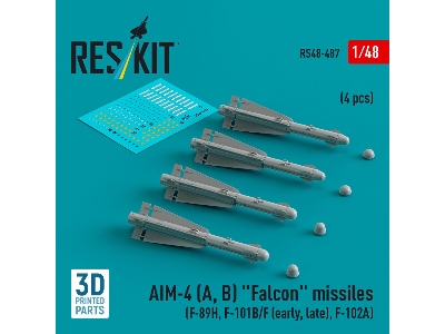 Aim-4 (A, B) 'falcon' Missiles (4 Pcs) (F-89h, F-101b/F (Early, Late), F-102a) (3d Printed) - zdjęcie 1