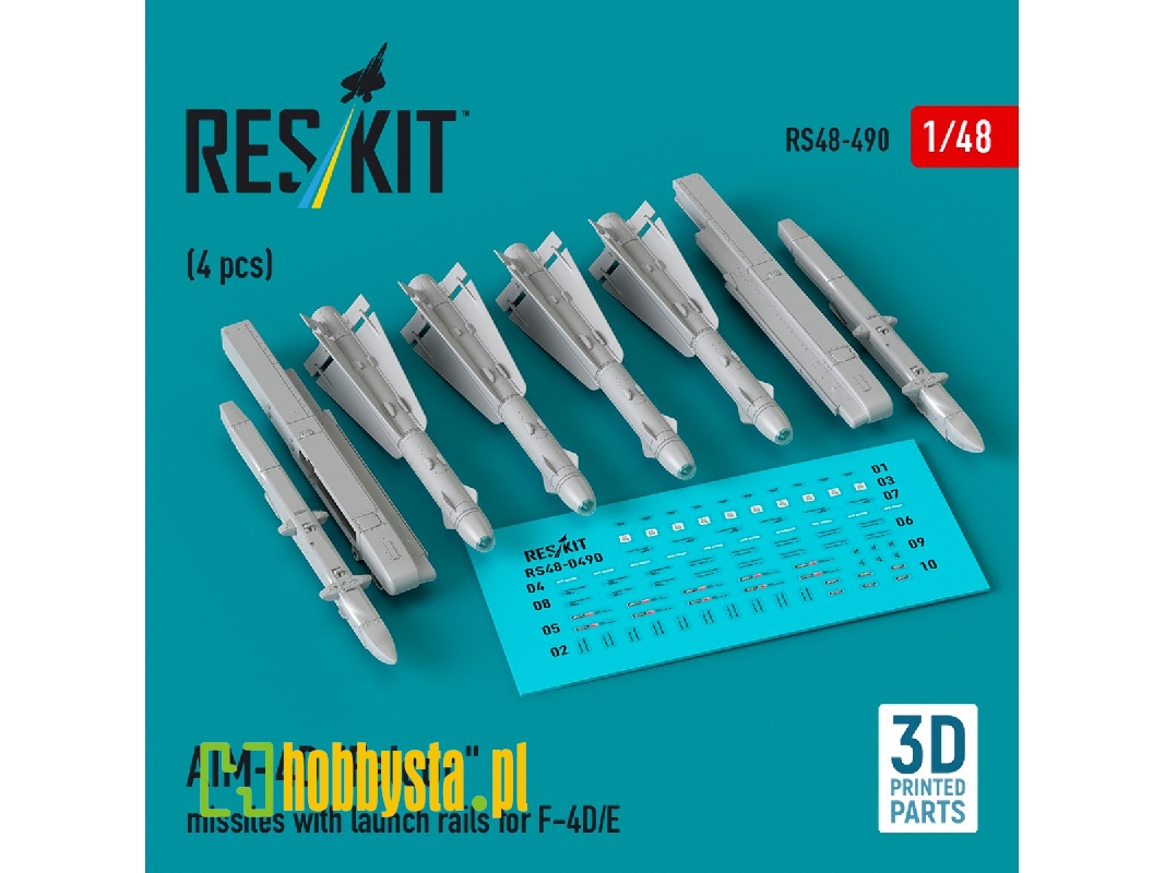 Aim-4d 'falcon' Missiles With Launch Rails For F-4d/E (4pcs) (3d Printed) - zdjęcie 1 Aim-4d 'falcon' Missiles With Launch Rails For F-4d/E (4pcs) (3d Printed) - zdjęcie 1
