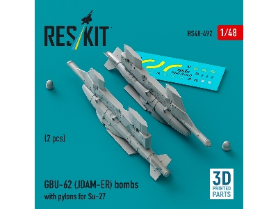 Gbu-62 (Jdam-er) Bombs With Pylons For Su-27 (2pcs) (3d Printed) - zdjęcie 1