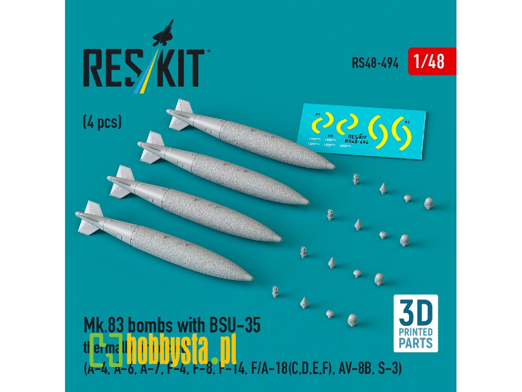 Mk.83 Bombs With Bsu-35 Thermally Protected (4pcs) (A-4, A-6, A-7, F-4, F-8, F-14, F/A-18(C, D, E, F), Av-8b, S-3) (3d Printed) Mk.83 Bombs With Bsu-35 Thermally Protected (4pcs) (A-4, A-6, A-7, F-4, F-8, F-14, F/A-18(C, D, E, F), Av-8b, S-3) (3d Printed)