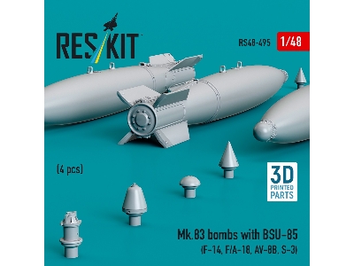 Mk.83 Bombs With Bsu-85 (4pcs) (F-14, F/A-18, Av-8b, S-3) (3d Printed) - zdjęcie 2