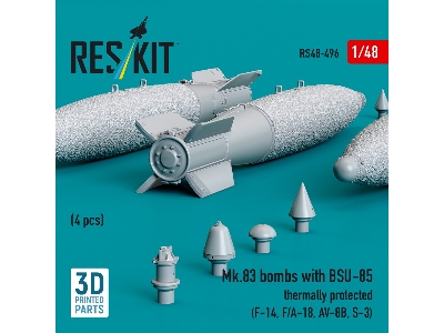 Mk.83 Bombs With Bsu-85 Thermally Protected (4pcs) (F-14, F/A-18, Av-8b, S-3) (3d Printed) - zdjęcie 2