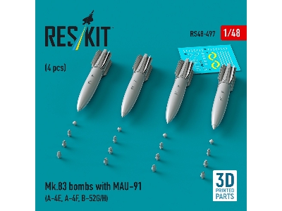Mk.83 Bombs With Mau-91 (4pcs) (A-4e, A-4f, B-52g/H) (3d Printed) - zdjęcie 1