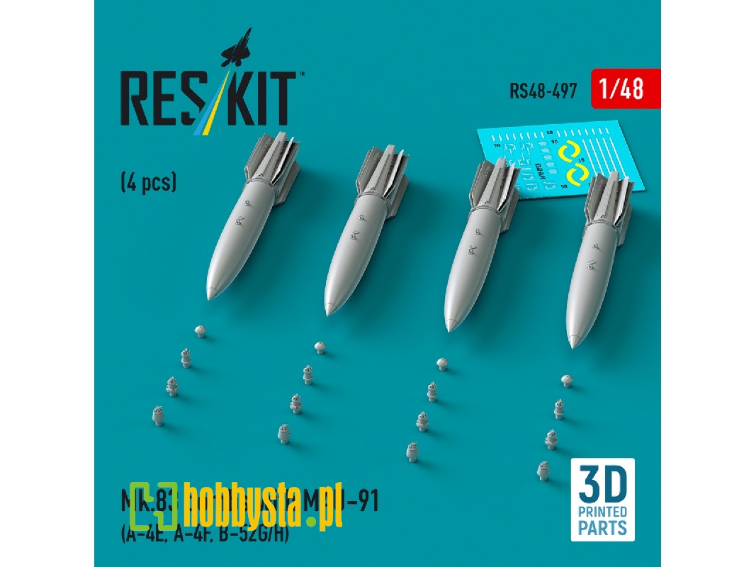 Mk.83 Bombs With Mau-91 (4pcs) (A-4e, A-4f, B-52g/H) (3d Printed) - zdjęcie 1 Mk.83 Bombs With Mau-91 (4pcs) (A-4e, A-4f, B-52g/H) (3d Printed) - zdjęcie 1