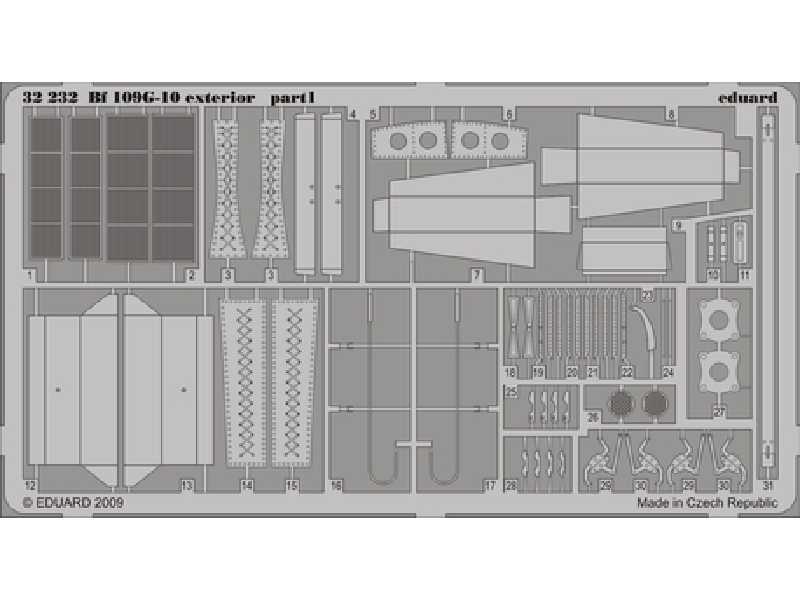 Bf 109G-10 exterior 1/32 - Hasegawa - blaszki - zdjęcie 1 Bf 109G-10 exterior 1/32 - Hasegawa - blaszki - zdjęcie 1