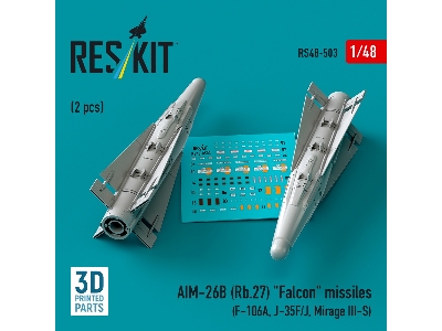 Aim-26b (Rb.27) 'falcon' Missiles (2pcs) (F-106a, J-35f/J, Mirage Iii-s) (3d Printed) - zdjęcie 1
