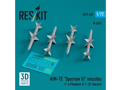 Aim-7e 'sparrow Iii' Missiles (4 Pcs) (F-4 Phantom Ii, F-3h Demon) (3d Printed) - zdjęcie 1