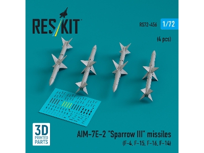 Aim-7e-2 'sparrow Iii' Missiles (4 Pcs) (F-4, F-15, F-16, F-14) (3d Printed) - zdjęcie 1