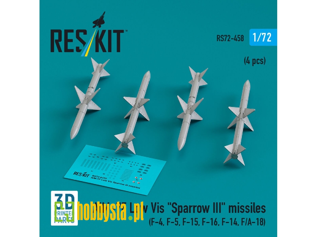 Aim-7f Low Vis 'sparrow Iii' Missiles (4 Pcs) (F-4, F-5, F-15, F-16, F-14, F/A-18) (3d Printed) - zdjęcie 1 Aim-7f Low Vis 'sparrow Iii' Missiles (4 Pcs) (F-4, F-5, F-15, F-16, F-14, F/A-18) (3d Printed) - zdjęcie 1