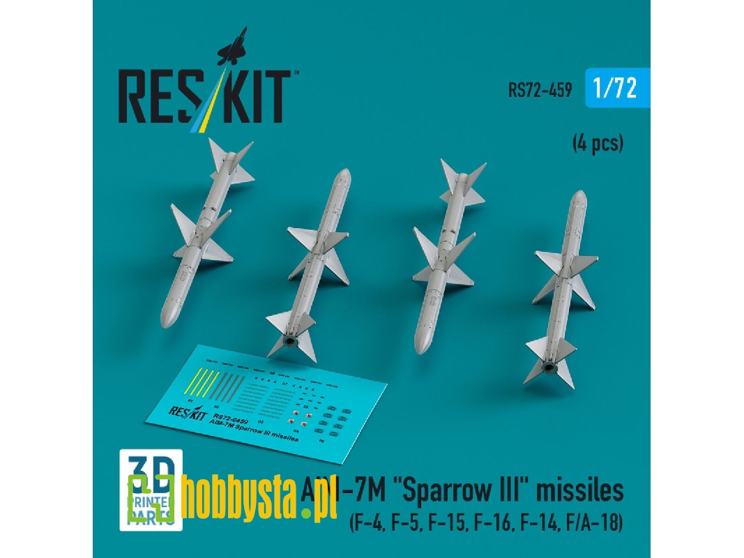 Aim-7m 'sparrow Iii' Missiles (4 Pcs) (F-4, F-5, F-15, F-16, F-14, F/A-18) (3d Printed) - zdjęcie 1 Aim-7m 'sparrow Iii' Missiles (4 Pcs) (F-4, F-5, F-15, F-16, F-14, F/A-18) (3d Printed) - zdjęcie 1