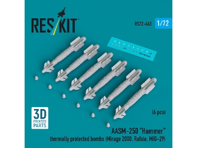 Aasm-250 'hammer' Thermally Protected Bombs (6 Pcs) (Mirage 2000, Rafale, Mig-29) (3d Printed) - zdjęcie 1