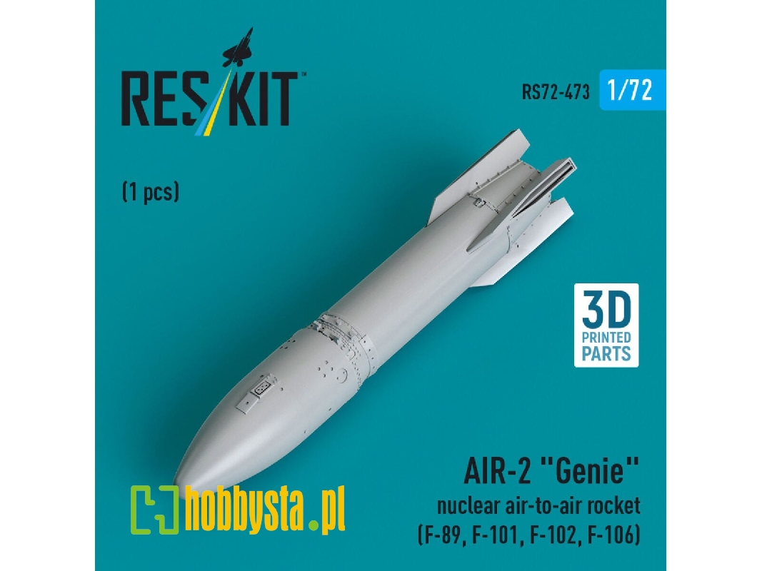 Air-2 'genie' Nuclear Air-to-air Rocket (1 Pc) (F-89, F-101, F-102, F-106) (3d Printed) - zdjęcie 1
