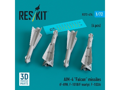Aim-4 'falcon' Missiles (4pcs) (F-89h, F-101b/F (Early), F-102a) (3d Printed) - zdjęcie 1