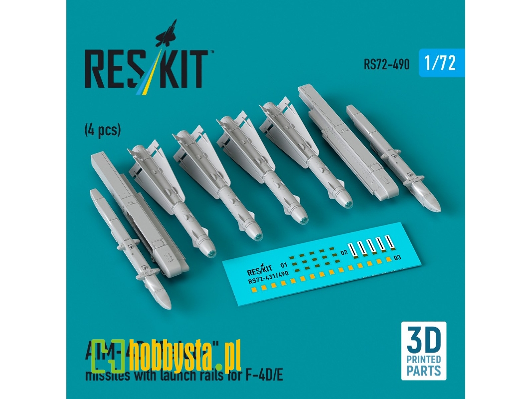 Aim-4d 'falcon' Missiles With Launch Rails For F-4d/E (4pcs) (3d Printed) - zdjęcie 1 Aim-4d 'falcon' Missiles With Launch Rails For F-4d/E (4pcs) (3d Printed) - zdjęcie 1