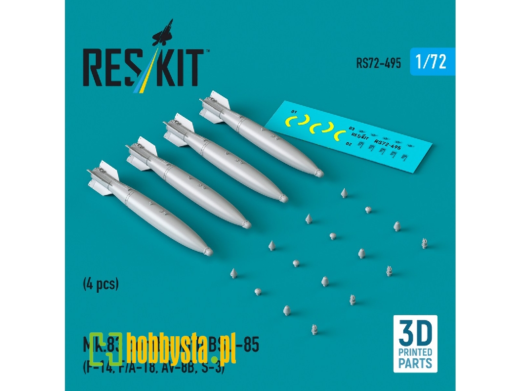 Mk.83 Bombs With Bsu-85 (4pcs) (F-14, F/A-18, Av-8b, S-3) (3d Printed) - zdjęcie 1 Mk.83 Bombs With Bsu-85 (4pcs) (F-14, F/A-18, Av-8b, S-3) (3d Printed) - zdjęcie 1