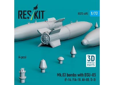Mk.83 Bombs With Bsu-85 (4pcs) (F-14, F/A-18, Av-8b, S-3) (3d Printed) - zdjęcie 2