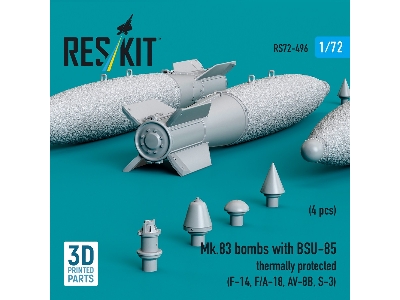 Mk.83 Bombs With Bsu-85 Thermally Protected (4pcs) (F-14, F/A-18, Av-8b, S-3) (3d Printed) - zdjęcie 2
