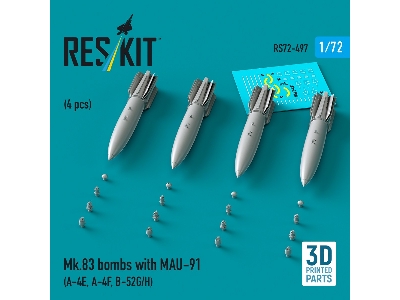 Mk.83 Bombs With Mau-91 (4pcs) (A-4e, A-4f, B-52g/H) (3d Printed) - zdjęcie 1