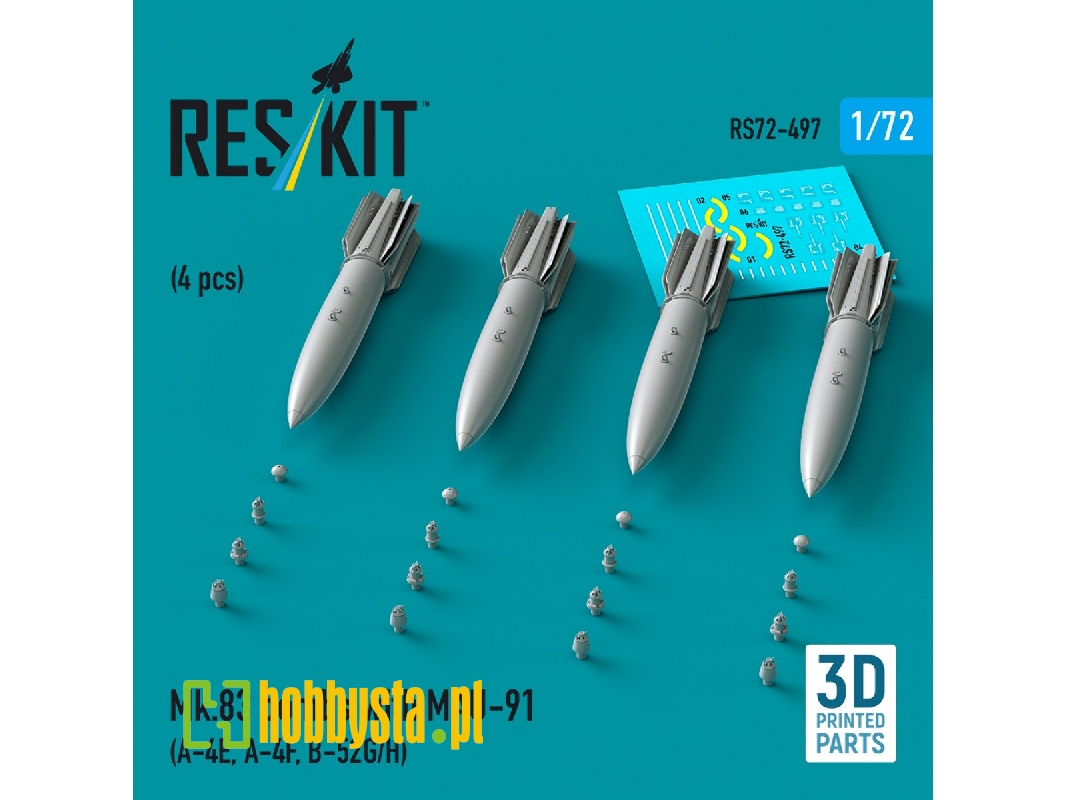 Mk.83 Bombs With Mau-91 (4pcs) (A-4e, A-4f, B-52g/H) (3d Printed) - zdjęcie 1 Mk.83 Bombs With Mau-91 (4pcs) (A-4e, A-4f, B-52g/H) (3d Printed) - zdjęcie 1