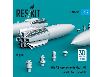 Mk.83 Bombs With Mau-91 (4pcs) (A-4e, A-4f, B-52g/H) (3d Printed) - zdjęcie 2