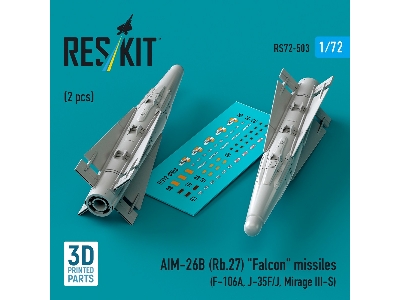 Aim-26b (Rb.27) 'falcon' Missiles (2pcs) (F-106a, J-35f/J, Mirage Iii-s) (3d Printed) - zdjęcie 1