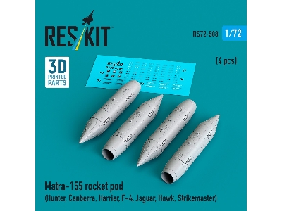 Matra-155 Rocket Pod (4pcs) (Hunter, Canberra, Harrier, F-4, Jaguar, Hawk, Strikemaster) (3d Printed) - zdjęcie 1