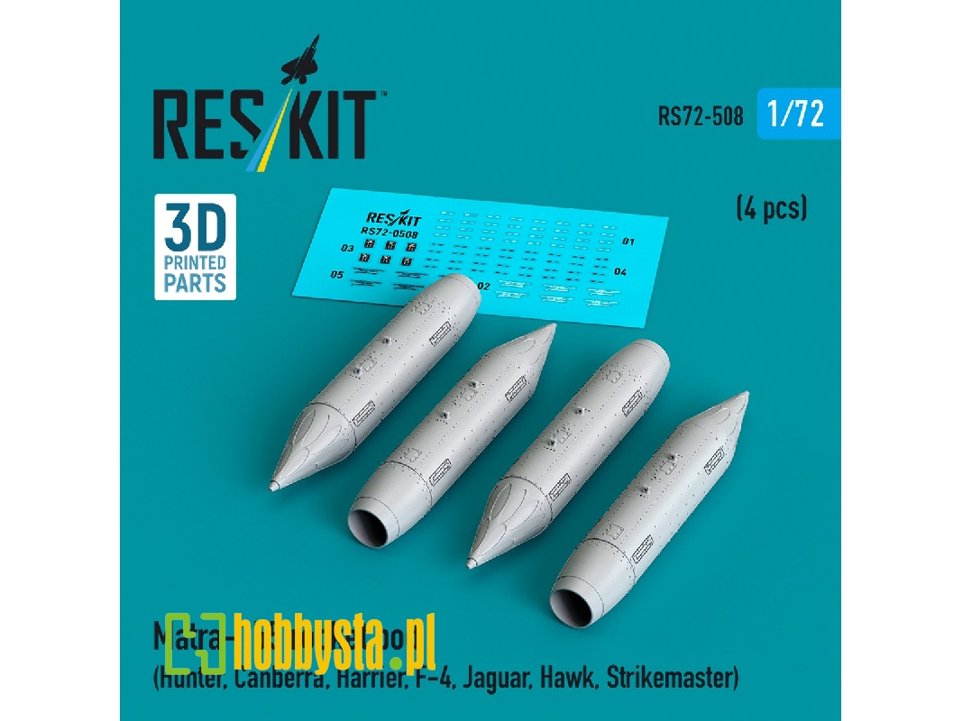 Matra-155 Rocket Pod (4pcs) (Hunter, Canberra, Harrier, F-4, Jaguar, Hawk, Strikemaster) (3d Printed) - zdjęcie 1