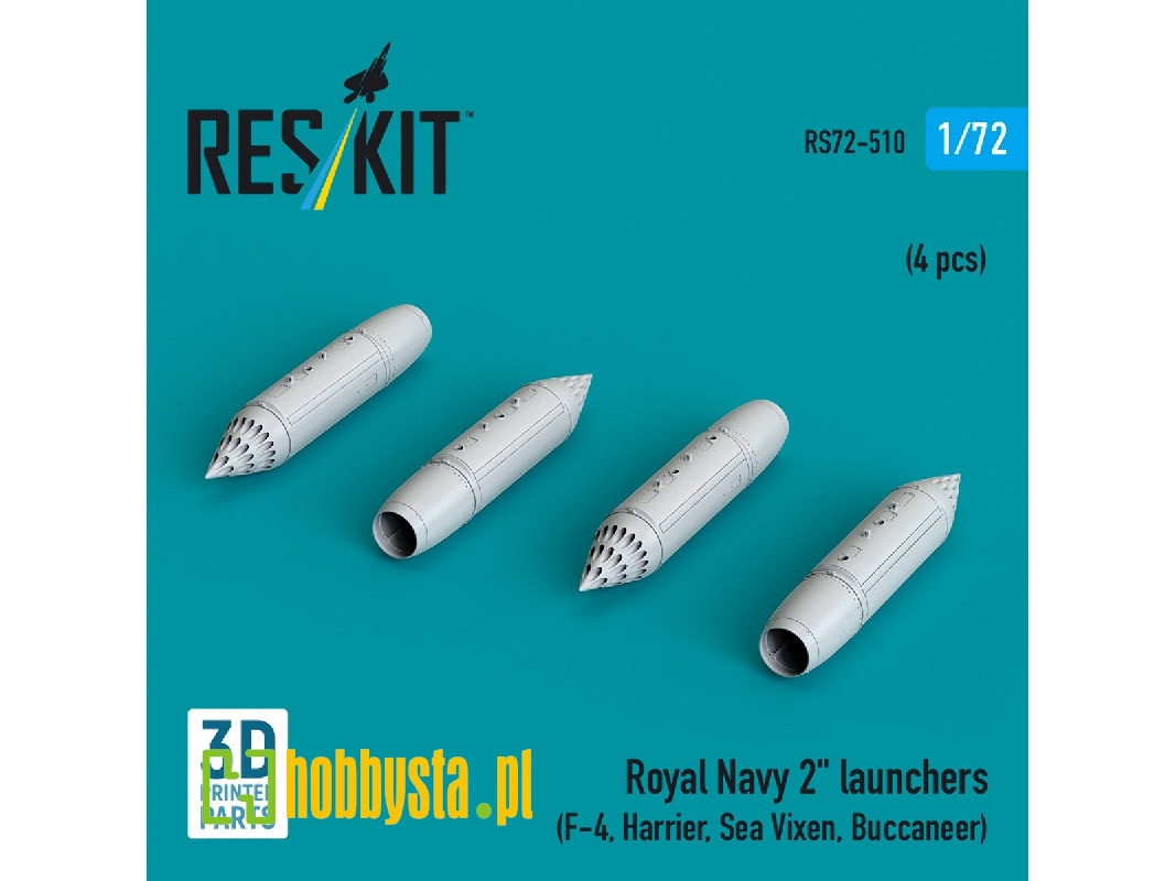 Royal Navy 2" Launchers (4pcs) (F-4, Harrier, Sea Vixen, Buccaneer) (3d Printed) - zdjęcie 1