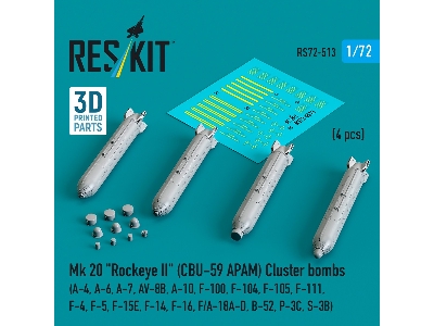 Mk 20 'rockeye Ii' (Cbu-59 Apam) Cluster Bombs (A-4, A-6, A-7, Av-8b, A-10, F-100, F-104, F-105, F-111, F-4, F-5, F-15e, F-14, F
