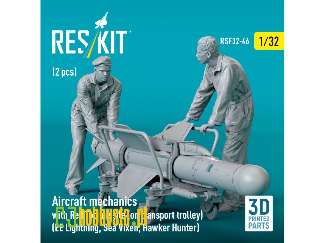 Aircraft Mechanics With Red Top Missile (On Transport Trolley) (Ee Lightning, Sea Vixen, Hawker Hunter) (2 Pcs) (3d Printed) - z Aircraft Mechanics With Red Top Missile (On Transport Trolley) (Ee Lightning, Sea Vixen, Hawker Hunter) (2 Pcs) (3d Printed) - z