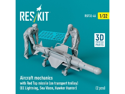 Aircraft Mechanics With Red Top Missile (On Transport Trolley) (Ee Lightning, Sea Vixen, Hawker Hunter) (2 Pcs) (3d Printed) - z