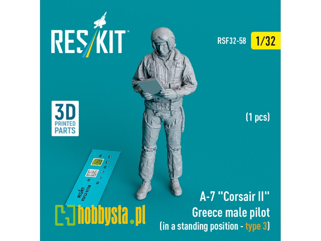 A-7 'corsair Ii' Greece Male Pilot (In A Standing Position - Type 3) (1 Pc) (3d Printed) - zdjęcie 1