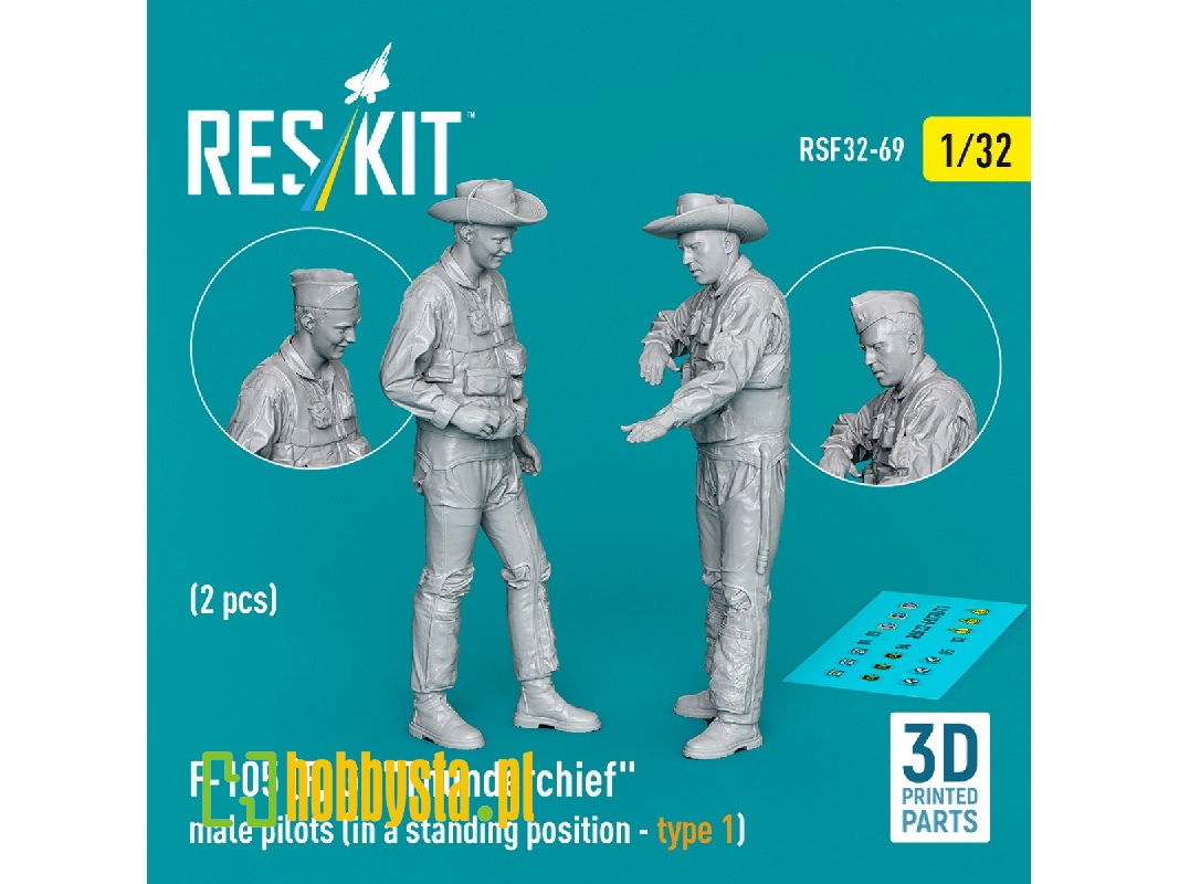 F-105 (F, G) 'thunderchief' Male Pilots (In A Standing Position - Type 1) (2pcs) (3d Printed) - zdjęcie 1 F-105 (F, G) 'thunderchief' Male Pilots (In A Standing Position - Type 1) (2pcs) (3d Printed) - zdjęcie 1