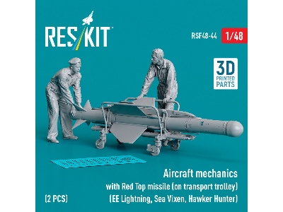 Aircraft Mechanics With Red Top Missile (On Transport Trolley) (Ee Lightning, Sea Vixen, Hawker Hunter) (2 Pcs) (3d Printed) - z