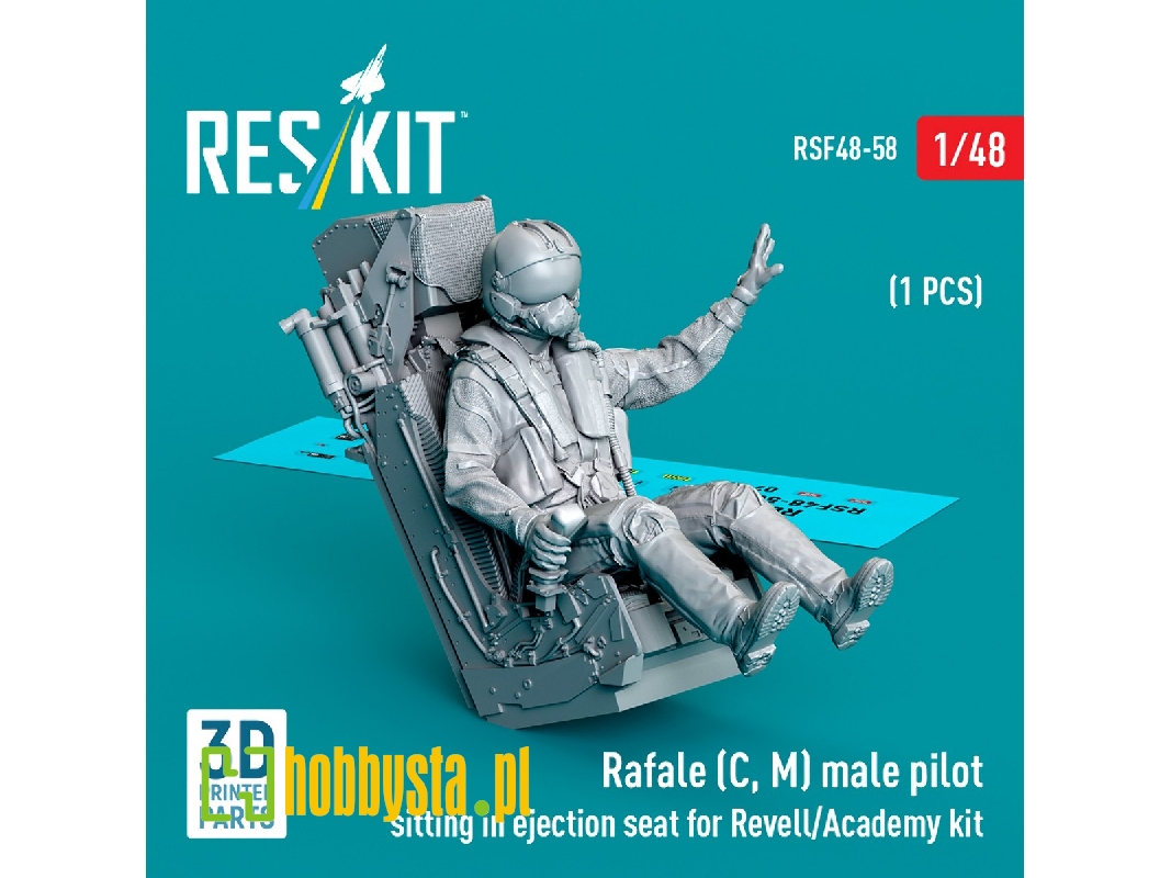Rafale (C, M) Male Pilot Sitting In Ejection Seat For Revell/Academy Kit (1pc) (3d Printed) - zdjęcie 1 Rafale (C, M) Male Pilot Sitting In Ejection Seat For Revell/Academy Kit (1pc) (3d Printed) - zdjęcie 1