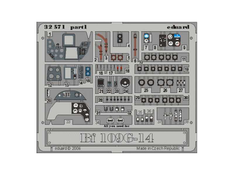  Bf 109G-14 interior 1/32 - Hasegawa - blaszki - zdjęcie 1