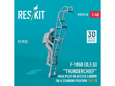 F-105 (D,f,g) 'thunderchief' Male Pilot On Access Ladder (In A Standing Position - Type 3) (1 Pc) (3d Printed) - zdjęcie 3
