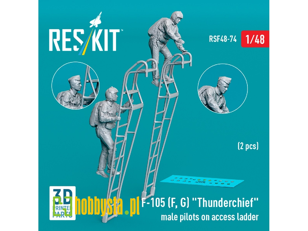 F-105 (F, G) 'thunderchief' Male Pilots On Access Ladder (2pcs) (3d Printed) - zdjęcie 1