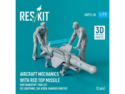 Aircraft Mechanics With Red Top Missile (On Transport Trolley) (Ee Lightning, Sea Vixen, Hawker Hunter) (2 Pcs) (3d Printed) - z