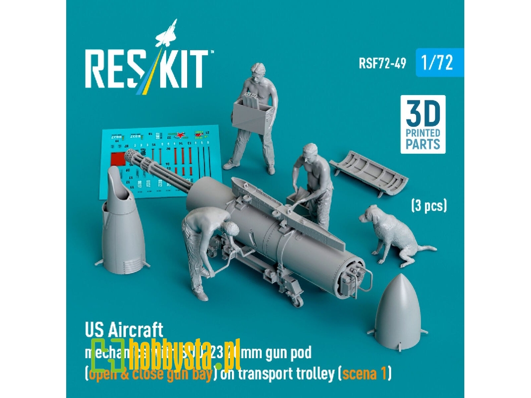 Us Aircraft Mechanics With Suu-23 20mm Gun Pod (Open & Close Gun Bay) On Transport Trolley (Scene 1) (3 Pcs) (3d Printed) - zdjÄ Us Aircraft Mechanics With Suu-23 20mm Gun Pod (Open & Close Gun Bay) On Transport Trolley (Scene 1) (3 Pcs) (3d Printed) - zdjÄ