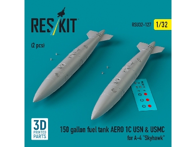 150 Gallon Fuel Tank Aero 1c Usn & Usmc For A-4 'skyhawk' (2 Pcs) (3d Printed) - zdjęcie 1