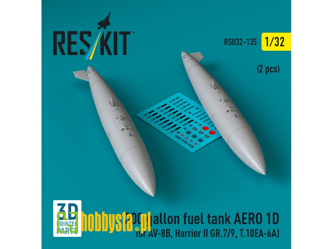 300 Gallon Fuel Tank Aero 1d For Av-8b, Harrier Ii Gr.7/9, T.10 (2 Pcs) (3d Printed) - zdjęcie 1 300 Gallon Fuel Tank Aero 1d For Av-8b, Harrier Ii Gr.7/9, T.10 (2 Pcs) (3d Printed) - zdjęcie 1