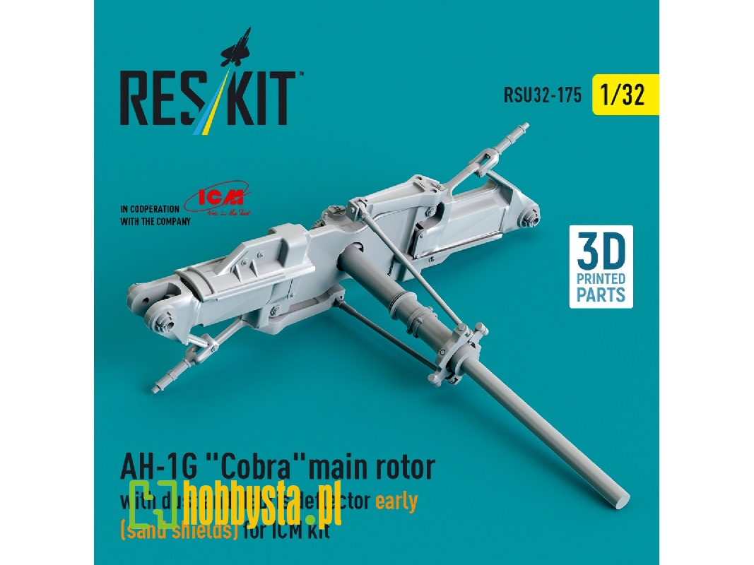 Ah-1g 'cobra' Main Rotor With Dust And Debris Deflector (Sand Shields) Early Version For Icm Kit (3d Printed) - zdjęcie 1