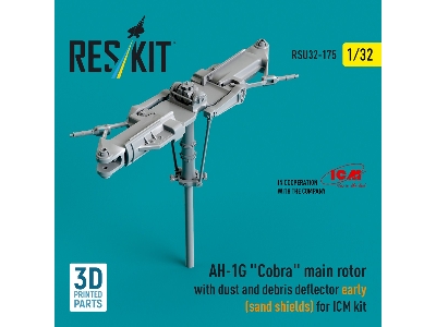 Ah-1g 'cobra' Main Rotor With Dust And Debris Deflector (Sand Shields) Early Version For Icm Kit (3d Printed) - zdjęcie 2