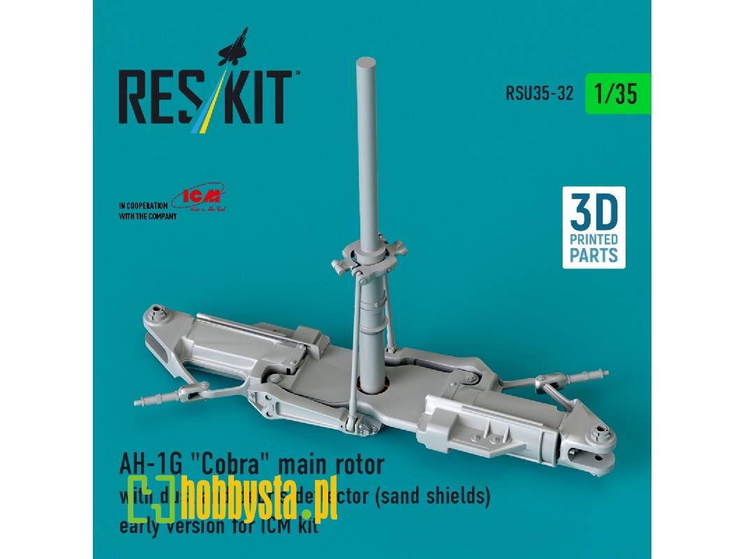 Ah-1g 'cobra' Main Rotor With Dust And Debris Deflector (Sand Shields) Early Version For Icm Kit (3d Printed) - zdjęcie 1 Ah-1g 'cobra' Main Rotor With Dust And Debris Deflector (Sand Shields) Early Version For Icm Kit (3d Printed) - zdjęcie 1