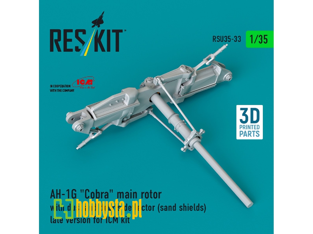Ah-1g 'cobra' Main Rotor With Dust And Debris Deflector (Sand Shields) Late Version For Icm Kit (3d Printed) - zdjęcie 1