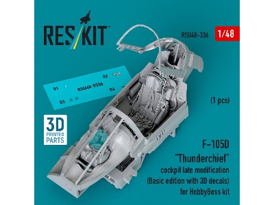 F-105d 'thunderchief' Cockpit Late Modification (Basic Edition With 3d Decals) For Hobbyboss Kit (3d Printed) - zdjęcie 1