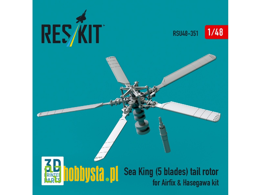 Sea King (5 Blades) Tail Rotor For Airfix & Hasegawa Kit (3d Printed) - zdjęcie 1