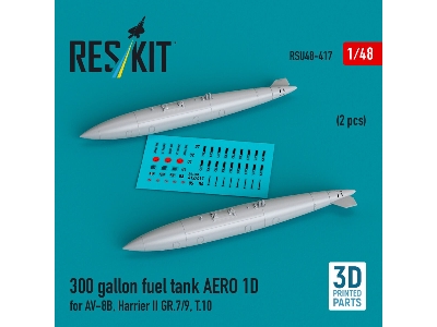 300 Gallon Fuel Tank Aero 1d For Av-8b, Harrier Ii Gr.7/9, T.10 (2 Pcs) (3d Printed) - zdjęcie 1