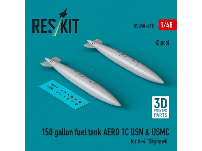 150 Gallon Fuel Tank Aero 1c Usn & Usmc (2 Pcs) For A-4 'skyhawk' (3d Printed) - zdjęcie 1